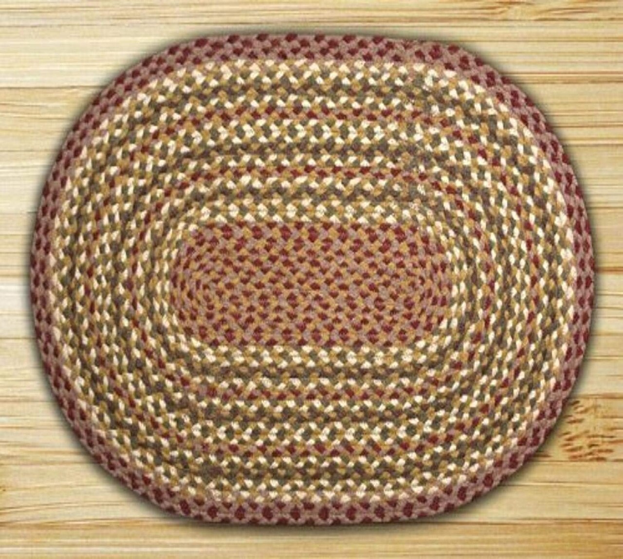 Earth Rugs C-324 Olive / Burgundy / Gray Oval Braided Rug 27" x 45"